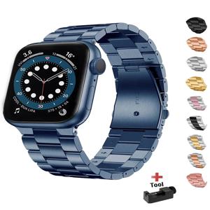 애플 워치 밴드용 스테인리스 스틸 스트랩, 금속 링크 팔찌, iWatch 시리즈 8, 7, 6, 5, 4, 3 se, 울트라 49mm, 44mm, 45mm, 38-42-40mm-41mm