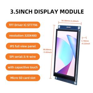 3.5 인치 IPS LCD 디스플레이 모듈 CTP, 정전식 터치 및 SPI 320x480 해상도 ST7796, STM32, STC32,ESP32 DIY 프로젝트용