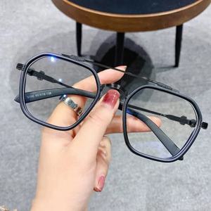 블루 라이트 차단 패션 하이엔드 안경 남성용, 광학 투명 안경, 블랙 스퀘어 프레임 안경, 1PC