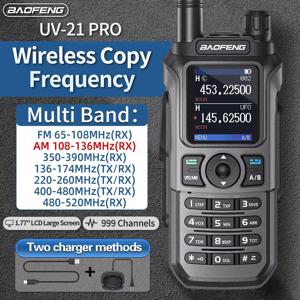 Baofeng UV 21 프로 무선 복사 주파수 워키토키, 999CH AM 장거리 방수 멀티 밴드 C 타입 햄 라디오 UV 5R UV-K6