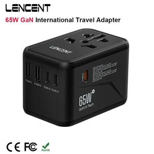 LENCENT GaN 고속 충전 어댑터, 여행용 어댑터, 유럽, 호주, 미국, 영국 플러그, 2USB 3 타입 C, 65W, 100W