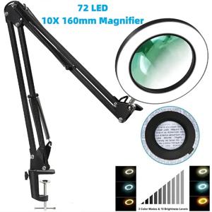 납땜 다리미 수리용 LED 돋보기, 테이블 램프, 스킨 케어 뷰티용, 72LED, 8X, 10X, 3 가지 색상, USB 조명 돋보기