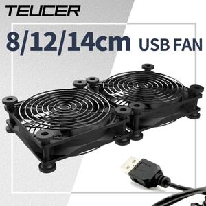 Teucer USB 전원 컴퓨터 PC 케이스 선풍기, 120mm, 5V 사일런트 섀시 쿨러, 라우터 TV 고양이 냉각 나사 보호 네트, 8 cm, 12 cm, 14cm