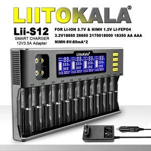 LiitoKala Lii-S8 Lii-S12 LCD 배터리 충전기, 리튬 이온 LiFePO4 Ni-MH Ni-Cd 9V 21700 20700 26650 18350 18650 RCR123 18700