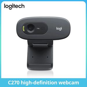 로지텍 C270 HD 비디오 720P 웹캠 내장 마이크, USB 2.0 미니 컴퓨터 카메라, PC 노트북 화상 회의 카메라, 정품