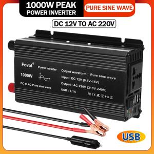 순수 사인파 자동차 전원 인버터 어댑터 컨버터, EU/범용, 3.1A 듀얼 USB 포함, 1000W, 1500W, 2200W, 2600W, DC 12V-AC 220V