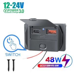 USB 충전 분배기 콘센트 전원 어댑터, 오토바이 캠핑 트럭, ATV 보트 자동차, RV용, PD QC3.0, 12V, 24V, 2.1A