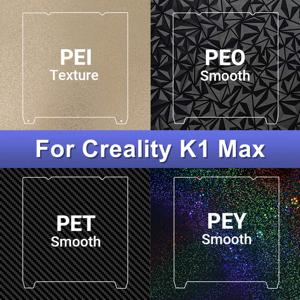 Creality K1 Max 빌드 플레이트 텍스처 Pei 시트, 용수철 스틸 310x315mm, 부드러운 PEO PET PEY, K1MAX 가열 침대용 이중 인쇄