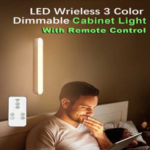 Nachtlampje USB 충전식, 3색 조광 가능한 LED 서랍장 라이트 리모컨, 침대 옆, 옷장용 자석 서랍장 램프