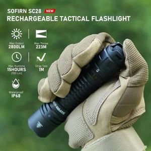 Sofirn HD LED C타입 충전식 손전등, 휴대용 강력한 21700 토치, 캠핑용 EDC 플래시 라이트, 2800Lm, SC28 XHP50B, IPX8