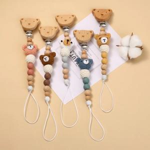 아기 젖꼭지 클립 크로 셰 뜨개질 어린이 젖꼭지 체인 아기 젖니가 남 접착제 Diy 만화 동물 젖꼭지 체인 증거 유모차 펜던트
