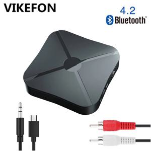 VIKEFON 블루투스 5.0 오디오 음악 스테레오 무선 어댑터, 스피커 TV 자동차 PC용 RCA 3.5mm AUX 잭, 4.2 리시버 및 송신기