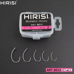 Hirisi-코팅 고 탄소 스테인레스 스틸 가시 후크, 잉어 낚시 후크 팩, 소매 오리지널 박스 8011, 50 개