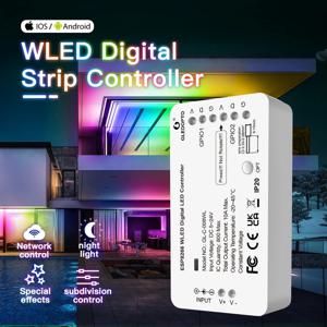 WLED 디지털 라이트 스트립 컨트롤러, WIFI DC5-24V 지지대, WS2812 2811 SK6812 및 기타 RGB RGBW 라이트 스트립 800 IC DIY 가능