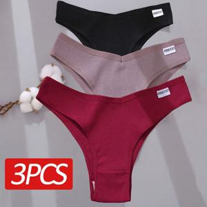 FINETOO 3/5Pcs 코튼 브라질 팬티 여성 팬티 섹시한 V 허리 T 백 속옷 여성 부드러운 속옷 레이디 비키니 Lingeri