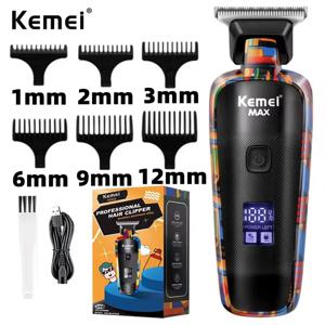 Kemei KM-5090 전기 헤어 클리퍼, 다기능 가정용 헤어 트리머, 인쇄 그래피티 면도기, USB 남성용 전기 면도기