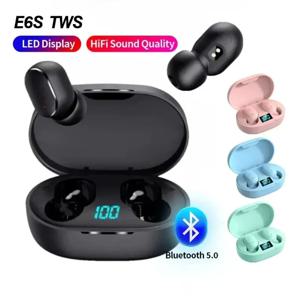 TWS E6S 블루투스 이어폰 무선 블루투스 헤드셋 Xiaomi Redmi 용 마이크 헤드폰이있는 소음 차단 헤드셋