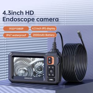 산업용 내시경 카메라 파이프 자동차 수리용 보어스코프, 4.3 인치 IPS 스크린, 8mm HD1080P, IP67 방수, 8 LED 조명 검사