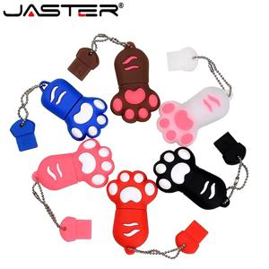 JASTER Cat Paw USB 플래시 드라이브 64GB 다채로운 펜 드라이브 32GB 무료 키 체인 메모리 스틱 16GB 브라운 Pendrive 레드 U 디스크 블루 8GB