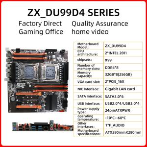 X99 듀얼 CPU 마더보드, ZX-DU99D4X8, V1.1 슬롯, 인텔 X99 칩, LGA 2011 및 LGA 2011-3 CPU, DDR4 RAM 지원