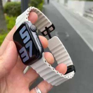 Apple 시계 밴드 용 실리콘 스트랩 49mm 45 44 40 41 38 42mm 마그네틱 버클 팔찌 iWatch Ultra 시리즈 7 6 3 se 8 9 Ultra 2