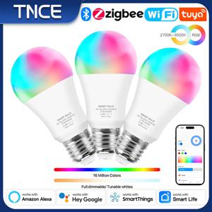 가정용 블루투스 4.0 스마트 LED 전구, 투야 전구, AC85-265V 밝기 조절 스포트라이트 전구, 15W E27 RGB CW WW LED 색상 변경 램프