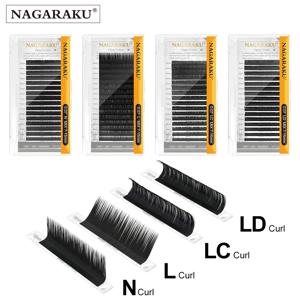 나가라쿠 합성 밍크 속눈썹, 개별 속눈썹, 자연스러운 부드러운 하이 퀄리티, LC LD N L 컬 믹스, 7-15mm, 16 라인