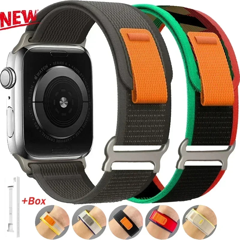 애플 워치 밴드용 트레일 루프 스트랩, 울트라 2 49 44 45 40 41 38 42mm 팔찌, IWatch 시리즈 9 8 7 6 5 3 SE 나일론 코레아 손목 밴드