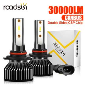 Canbus 고출력 LED 양면 CSP 칩, 선풍기 포함, 9005, HB3 9006, HB4, H1, H7, H11, 하이 로우 빔, 30000LM, 6000K 화이트, 2 개