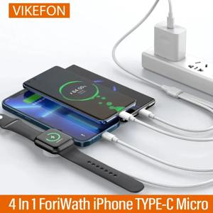 VIKEFON 4 in 1 USB C 타입 PD 충전 케이블, 아이폰 및 안드로이드 고속 워치, 애플 워치 1-9 울트라 SE용 마그네틱 무선 충전기