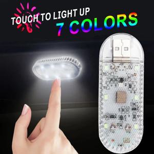 고휘도 LED 터치 라이트 USB 충전 자동차 인테리어 조명 매직 스티커, 멀티 컬러 스트로브 모드 앰비언트 램프