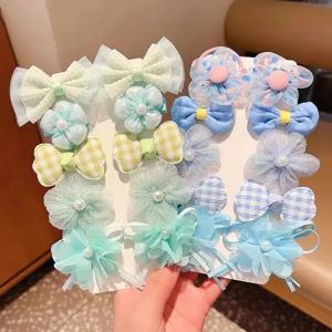 10 Pcs/1 세트 어린이 귀여운 활 헤어 액세서리 여자 꽃 모델링 헤어 클립 머리핀