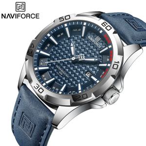 NAVIFORCE 브랜드 남성 패션 쿼츠 시계, 남성 가죽 스트랩, 스포츠 방수 손목시계, 달력 시계