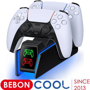 BEBONCOOL PS5 컨트롤러 충전기 RGB 고속 충전 스테이션, PlayStation5 무선 게임 컨트롤러 충전 스탠드, 게임패드