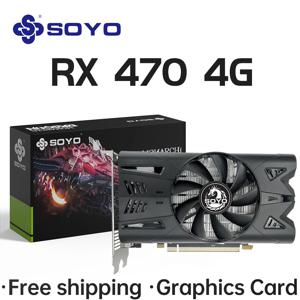 SOYO 그래픽 카드 AMD Radeon RX470 4G GDDR5 256 비트 비디오 카드, HDMI, DP, DVI, 데스크탑 게이밍 컴퓨터 부품, GPU, RX 470