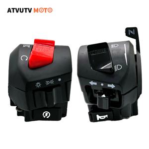초크 경적 회전 신호 헤드 라이트 전기 시작 핸들 바 컨트롤러 스위치가있는 22mm 범용 오토바이 핸들 바 스위치