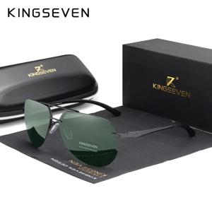 KINGSEVEN 2024 알루미늄 마그네슘 편광 무테 렌즈 선글라스, 고화질 레트로 여성 안경, 야외 스포츠