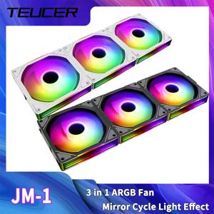 TEUCER JM-1 컴퓨터 케이스 팬 ARGB 미러 사이클 조명 효과 120mm 4Pin PWM PC 냉각 팬 저소음 수냉 Ventilador