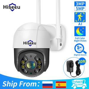 Hiseeu-4K 8MP 스마트 와이파이 PTZ 카메라 5x 디지털 줌 AI 인간 감지 ONVIF 무선 CCTV IP 카메라, 가정 보안 보호 가정용 CCTV