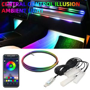 심포니 LED 스트립 자동차 LED 팬텀 분위기 조명, USB 앱 제어, 자동차 장식 인테리어 램프 범용, 1 in 1 1 in 2, 5v