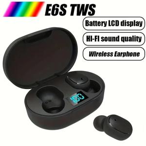 TWS E6S 무선 블루투스 이어폰, 노이즈 캔슬링 헤드셋, 마이크 포함 헤드폰, 샤오미 레드미