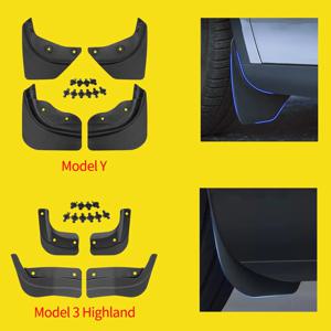 테슬라 모델 3 하이랜드 2024 모델 Y용 부드러운 머드 플랩, 스플래시 가드 머드 가드, 전면 후면 펜더 보호대, 2024-2021