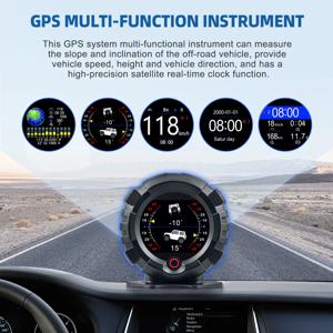 AD X95 헤드업 디스플레이 GPS HUD 경사 계량기 액세서리, HUD 자동 전자 속도계, MPH KMH 속도 피치 경사각 고도