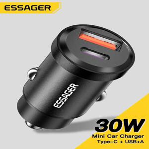 Essager 차량용 고속 충전기, 30W 5A QC PD 3.0 SCP USB 4.0 C타입, 아이폰 12 13 화웨이 삼성 샤오미