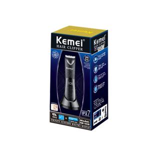 Kemei 전기 헤어 클리퍼 전문 민감한 부위 이발 기계, IPX7 방수 바디 트리머, 충전 베이스 KM-1838 포함