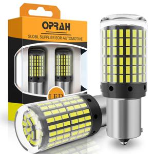 Oprah 매우 밝은 자동차 라이트, PY21W P21W LED 1156 1157 BAY15D P21/5W Canbus 방향 지시등, 3014SMD 오류 없음 브레이크 전구 12V, 2 개