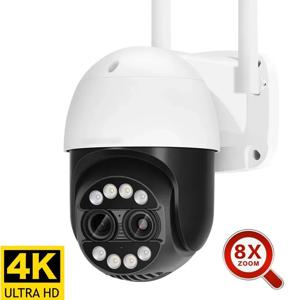 야외 AI 인간 추적 CCTV 오디오 홈 보안 감시 카메라, 와이파이 IP 카메라, 8MP 듀얼 렌즈, 2.8mm -12mm, 8 배 줌, 4K PTZ