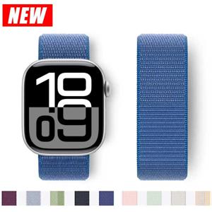 애플 워치 밴드용 나일론 루프 스트랩, iWatch 시리즈 10, 9, SE, 7, 6, 5, 4, 울트라 2, 44mm, 40mm, 45mm, 41mm, 46, 42mm, 49mm, 44mm, 45mm 팔찌