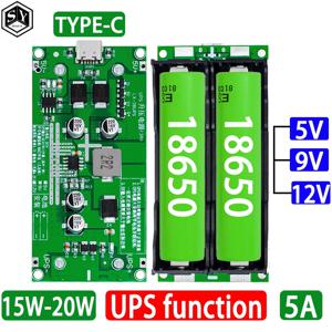 C타입 고속 충전 UPS 전원 공급 장치, 18650 리튬 배터리 충전기 모듈, DC-DC 스텝 업 부스터 컨버터, 15W 3A, 5V, 9V, 12V