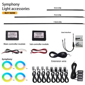 심포니 풀 컬러 스트리머 자동차 LED 앰비언트 라이트 부품 교체 액세서리, 18 인 1, 3 와이어 3 핀